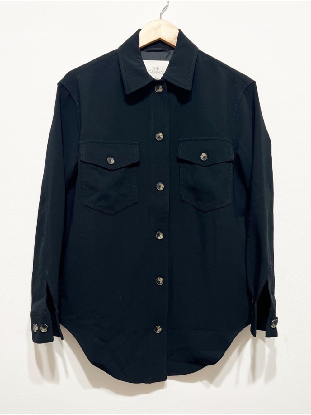 Aritzia Wilfred Black Button-Front Blazer Jacket Crepette M/L